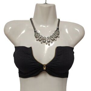 Sexy Tube Top with padded bra, Front Zip Bandeau - One Size - New